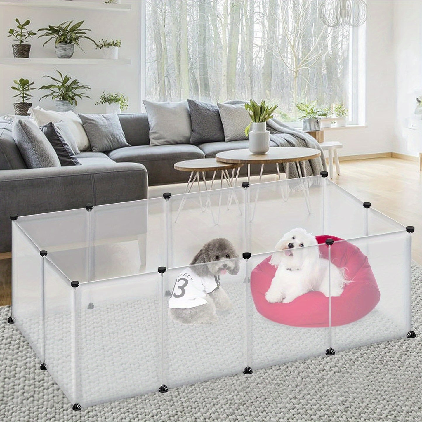 145x75x48cm Freilaufgehege für Kaninchen Kleintier-Spielgehege aus Kunststoff Erweiterbarer Stall für Kaninchen, Hamster, Kaninchen, Welpen & Kätzchen (mit/ohne Tür)