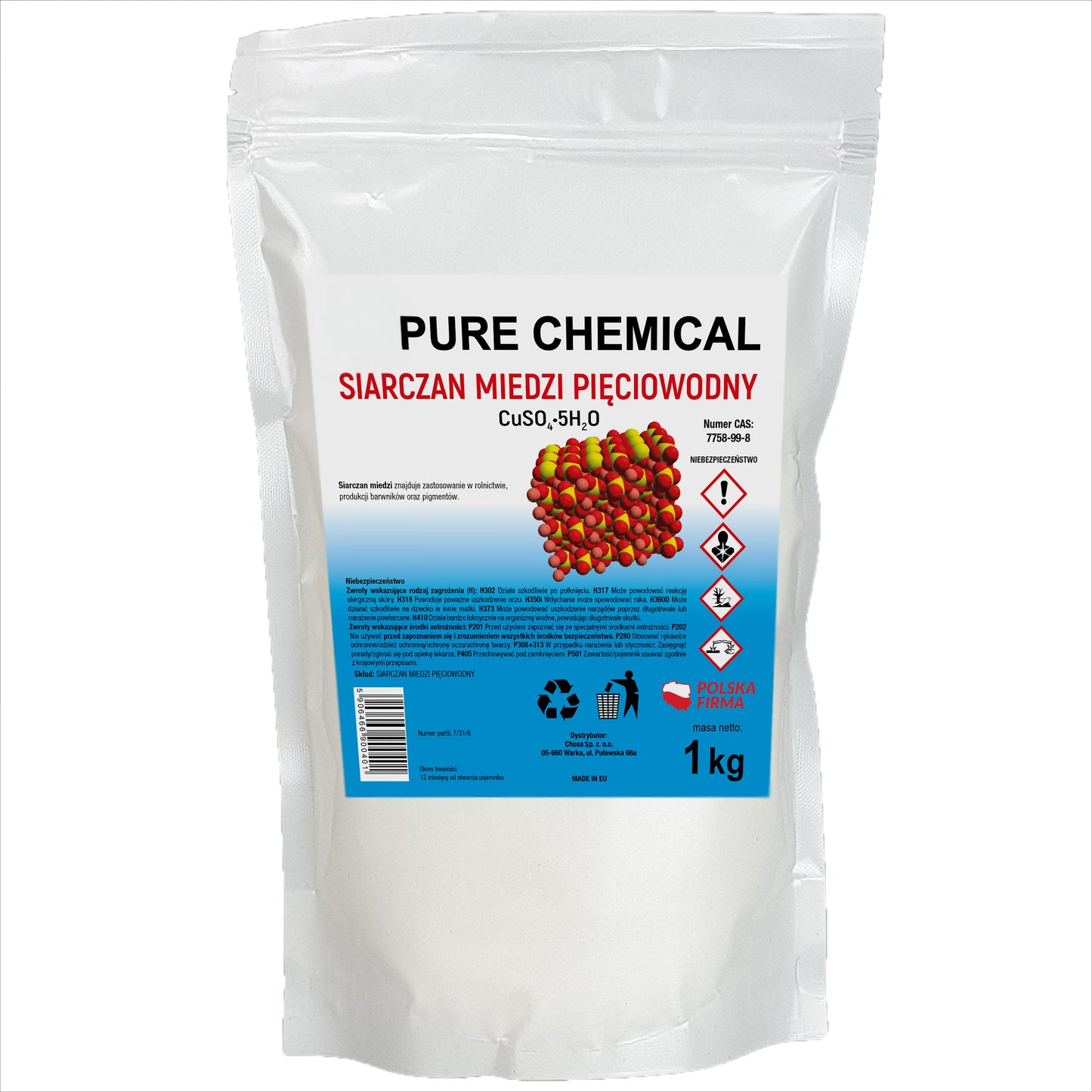 Kupfersulfat Pentahydrat CuSO4·5H2O – Chemischer Rohstoff – 1 kg