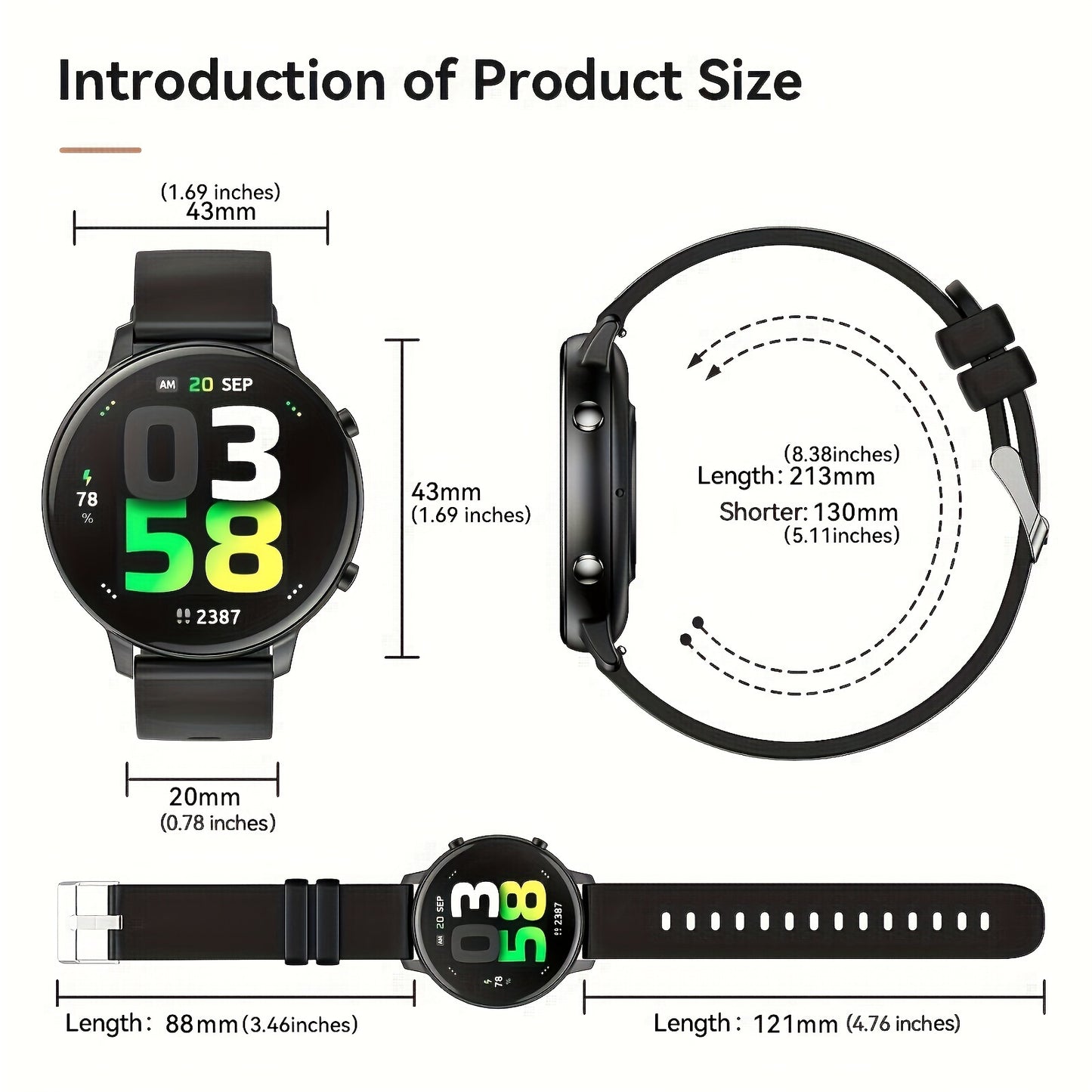 MINGTAWN Smartwatch für Damen & Herren, 3,53 cm HD-Touchscreen-Smartwatch mit drahtlosem Telefonieren (Annehmen/Tätigen von Anrufen), 100+ Sportmodi, Schlafmonitor, Multifunktions-Fitness-Tracker, kompatibel mit iPhone Android, perfekt zum Verschenken