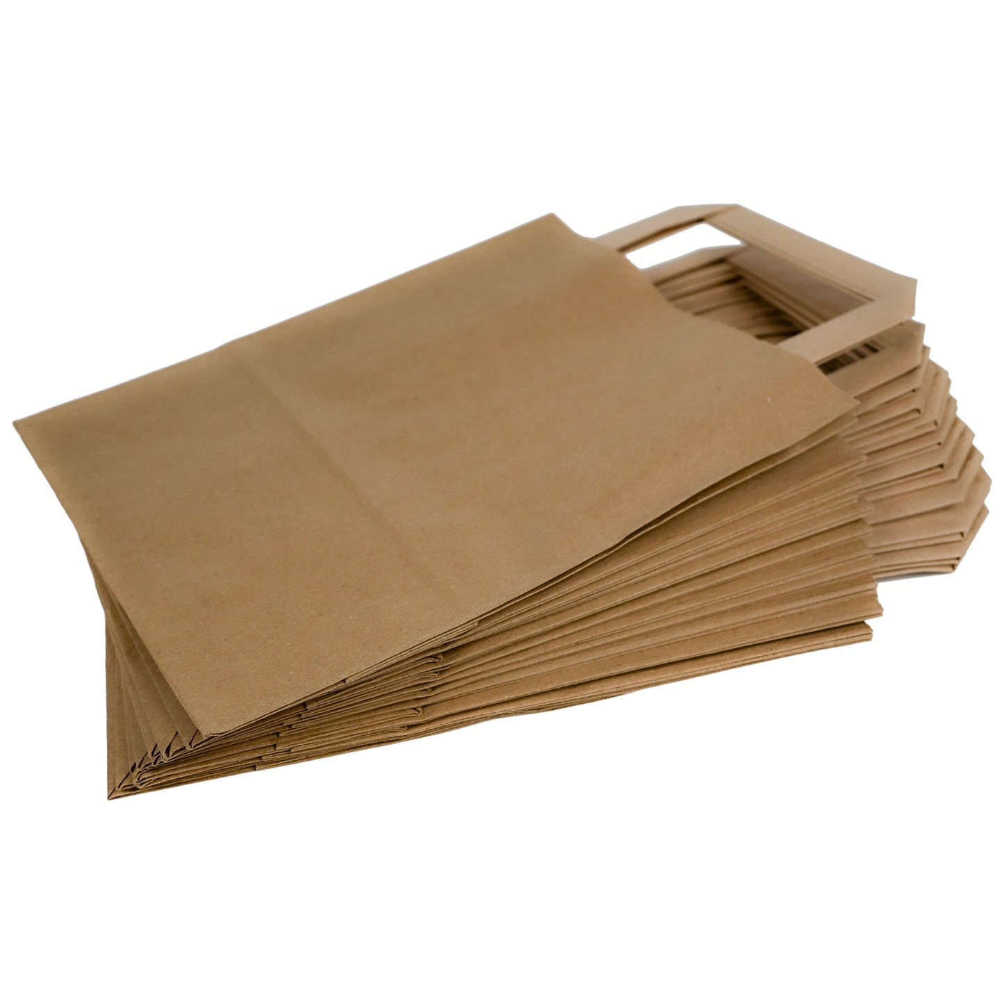 50 Papiertragetaschen 18 + 8 x 22 cm mit Flachhenkel Tragegriff Braun | Papiertaschen | Tüten | Papiertüten | Tragetaschen | Tüten mit Henkel | Geschenktüten | Papiertüte |