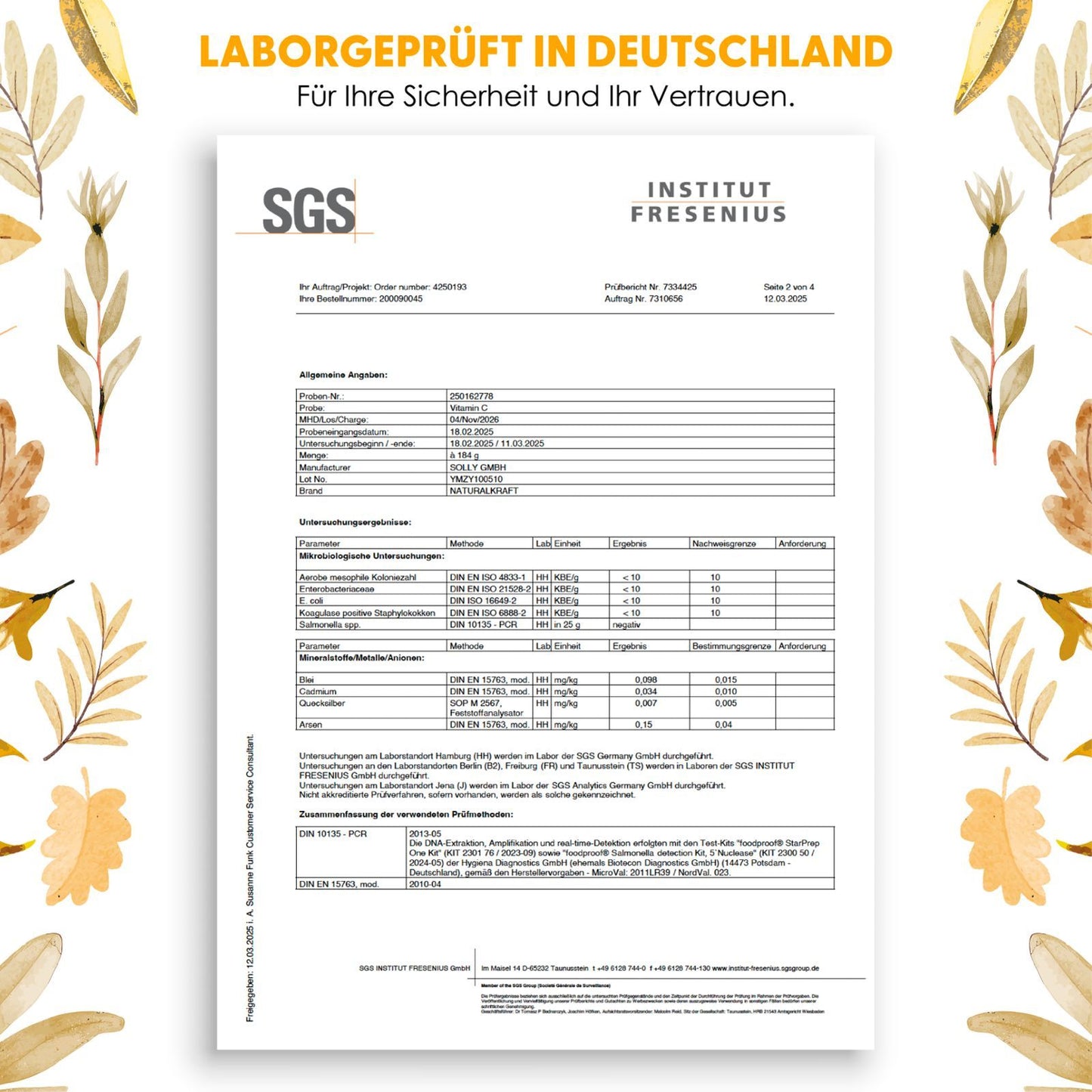 NATURALKRAFT® Premium Vitamin C 1000 mg pro Tagesdosis mit Sonnenblumenphospholipid Pulver und Hagebutten-Extrakt – 180 vegane Kapseln – Höhere Bioverfügbarkeit, Laborgeprüft und Ohne Zusätze