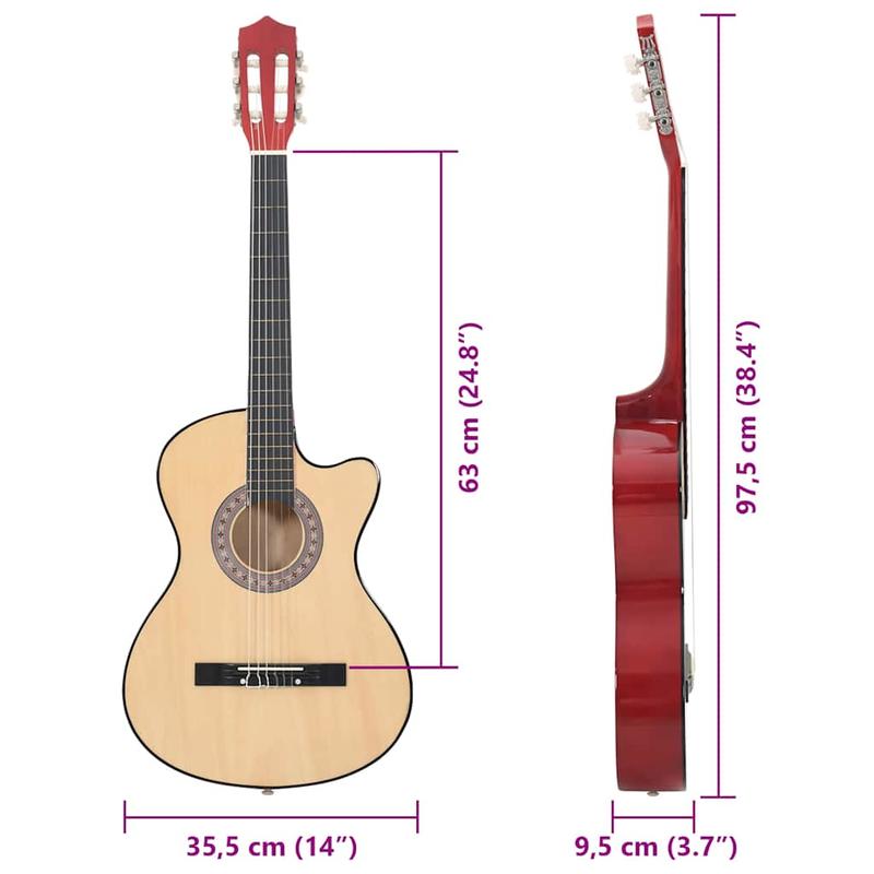 Hochwertige, glänzende Gitarren, komplette Akustikgitarren-Sets für Anfänger, hochwertige Lindenholz-Gitarren, geeignet für Anfänger bis Profis. Western-Akustikgitarre mit Cutaway, 6 Saiten, 96,52 cm Lindenholz
