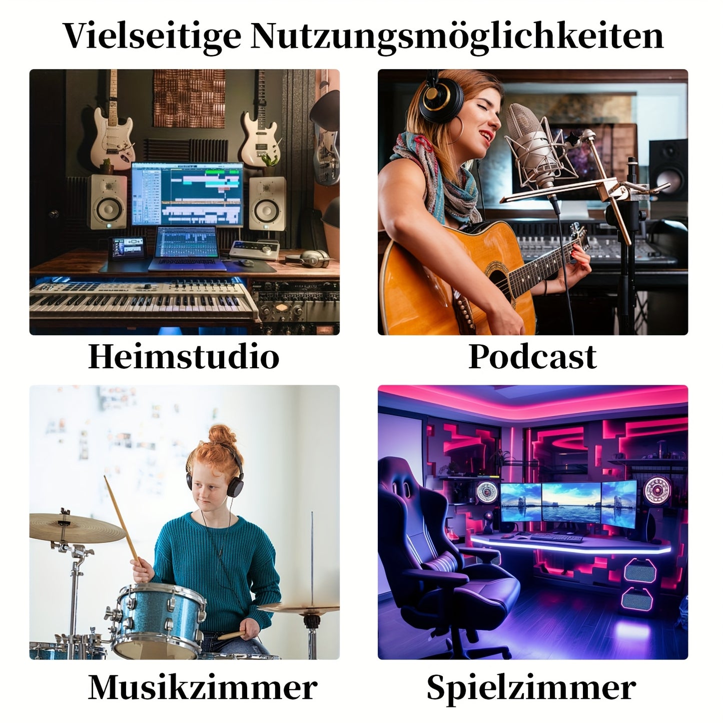 24 Stück Hochdichte Selbstklebende Schalldämmungsplatten - 30x30x5cm Schwarze Pyramiden-Schaumstoff Akustikfliesen für Heimkino, Studio, Trommelübung - Geräuschreduzierung Wand- & Deckenbehandlung, Einfache Installation