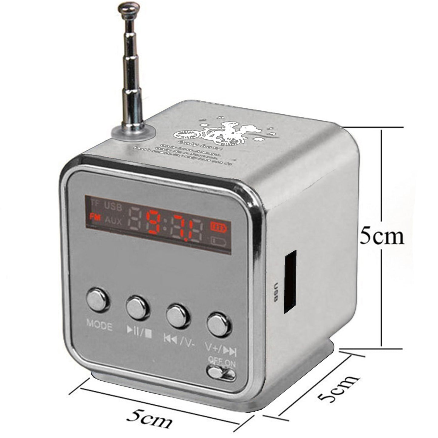 Kabelloser Lautsprecher mit UKW-Radio und LED-Hintergrundbeleuchtung, RETOO TechPro, tragbarer Mini-MP3-Player mit MicroSD-Kartenleser und USB-Anschluss, kompakter Lautsprecher mit integrierter Antenne und Akku, 3,5-mm-Klinkenanschluss für Kopfhörer, USB-