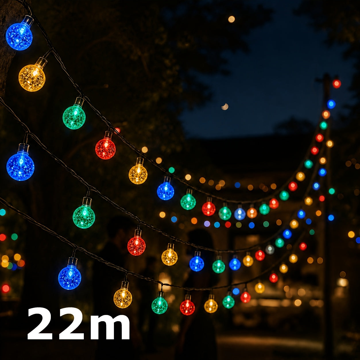 Solar-Kristallkugel-Lichterkette, intelligente Solar-Lichterketten für den Außenbereich, RGB-farbwechselnde Kugelleuchten für Garten, Terrasse, Hof, Weihnachten, Hochzeit, Ramadan, Wohnwagen, Party-Dekoration, IP44