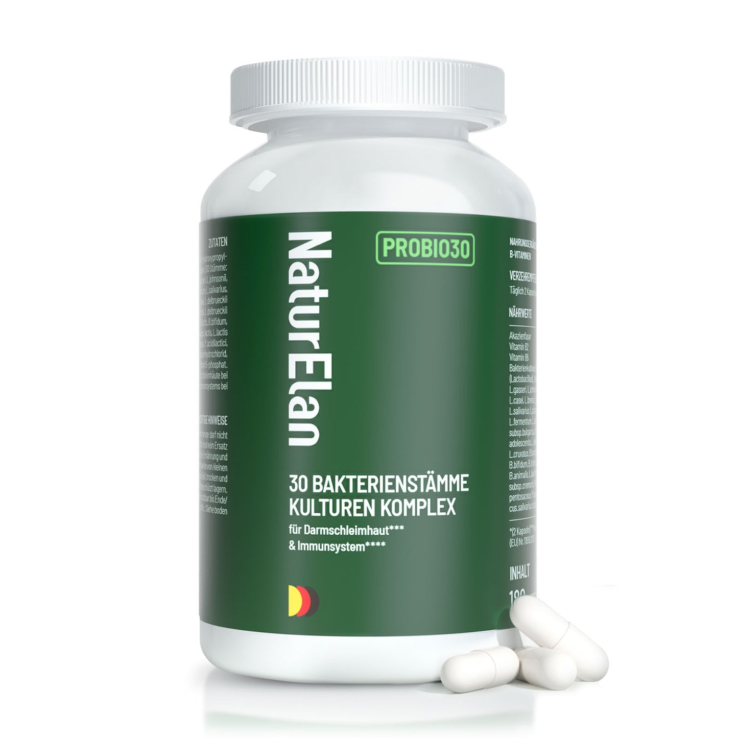 NaturElan Vegane Kapseln – 60 Kapseln | mit Akazienfaser, B-Vitaminen und ausgewählten Kulturen