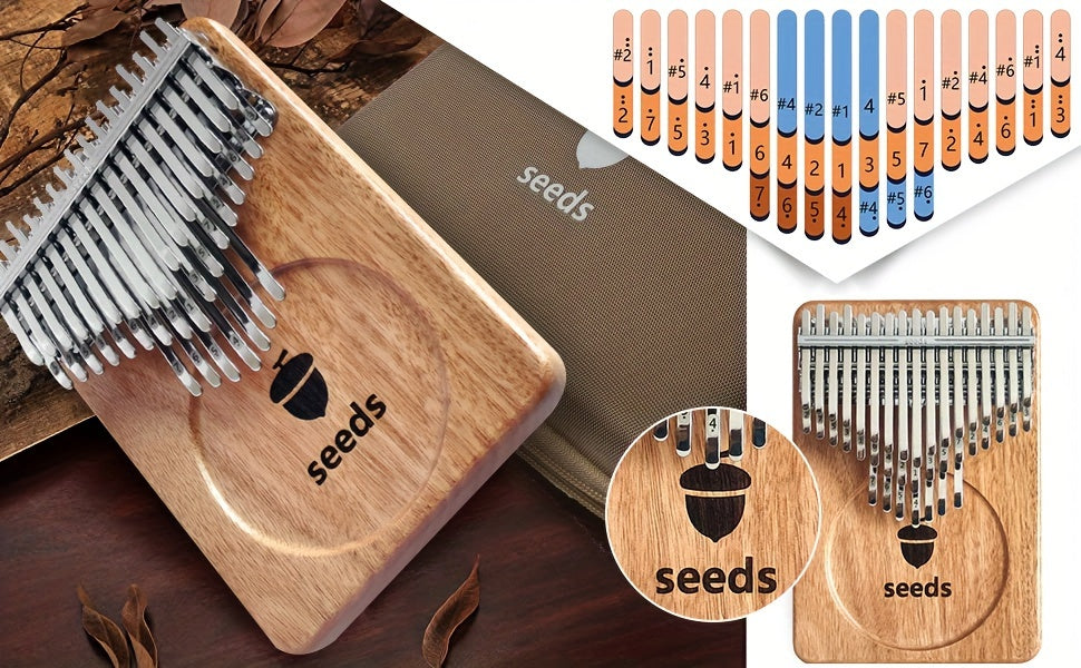 Seeds Kalimba mit 41 Tasten, Daumenklavier C-Stimmung Resonanzboden aus Massivholz, ätherischer Klang mit anhaltendem Nachhall, für Erwachsene und Anfänger