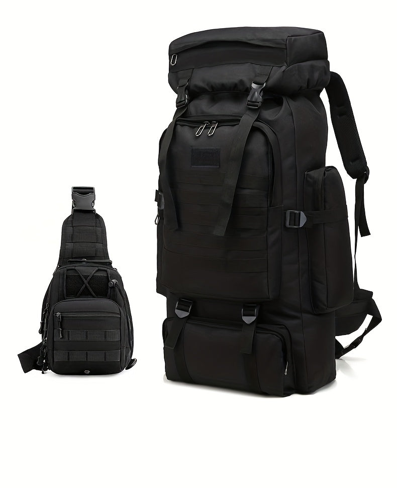 Taktischer Rucksack 2er-Set – Langlebiger Oxford-Stoff Wanderrucksack für Klettern, Camping, Reisen & Outdoor-Abenteuer – Schwerlast-Reise-Rucksack mit Mehreren Fächern, Großem Fassungsvermögen & Mehrfachtaschen-Design – Ideal für Outdoor-Aktivitäten & Re
