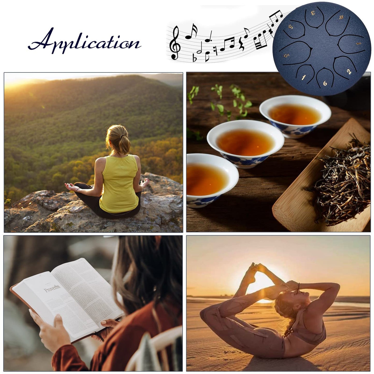 Stahlzungen Trommel, Regentrommel, Warme Trommel für Klangtherapie, Musikinstrument, Panda Trommel für Instrumenten-Meditation, Hand-Hang Yoga Geschenk, inklusive Tragetasche, Notenbuch, Trommelstöcke und Zubehör, Musikliebhaber, Weihnachtsgeschenk, Hallo