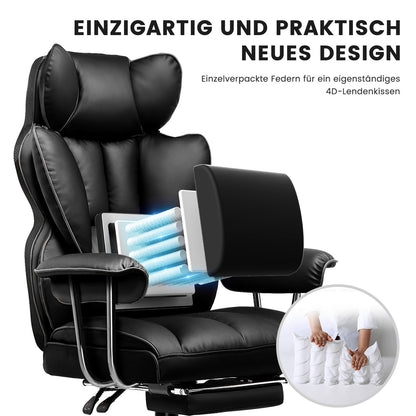 Gaming Stuhl, Gamer Stuhl, Ergonomischer Bürostuhl mit Fußstütze, Stoffoberfläche, Federsitzkissen, Gaming Chair Gepolstert, Gaming Sessel 150kg Belastbarkeit