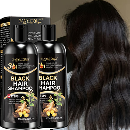 2er-Pack 100ml Haarfärbe-Shampoos, Schwarz//Kastanienbraune Haarfärbe-Shampoos, Mehrzweckflaschen, Shampoonieren  Färben, Sofortfärbung, für glänzendes, voluminöses  geschmeidiges Haar in Minuten, sanft  schädigungsfrei, feuchtigkeitsspendend