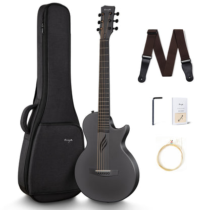 Enya Nova Go Carbonfaser Akustikgitarre 1/2 Größe für Erwachsene & Anfänger - Komplettes Starter-Set mit Gigbag, Gurt, Saiten & Tuch | Reisefreundliche Gitarre ideal zum Lernen, Üben & für Auftritte unterwegs