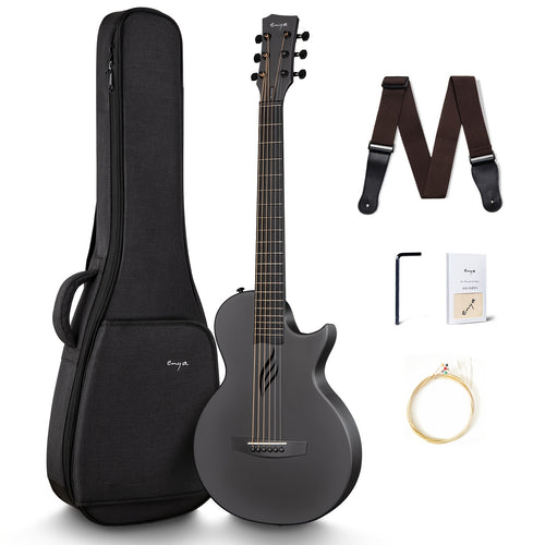 Enya Nova Go Carbonfaser Akustikgitarre 1/2 Größe für Erwachsene & Anfänger - Komplettes Starter-Set mit Gigbag, Gurt, Saiten & Tuch | Reisefreundliche Gitarre ideal zum Lernen, Üben & für Auftritte unterwegs