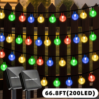 2/1 Stück, 200/100 LED Solar-Lichterkette, 8 Beleuchtungsmodi, IPX4 Hängende Lichterkette, Geeignet für Gartenwege, Hochzeiten, Weihnachten  Themenraum-Dekorationen (24,4 m/12,2 m, Solarladung)