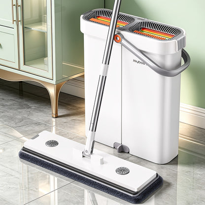 15,74-Zoll-Wischmopp-  Eimer-Set mit Wringwringer, freihändiges Flachmopp-  Eimer-Set, mit 2/3/4 wiederverwendbaren Mikrofaser-Moppaufsätzen, für Nass-  Trockenreinigung, Boden-/Wandreinigungszubehör, Staubwischmopp für Hartholzböden, Haushalts-Reinigungs