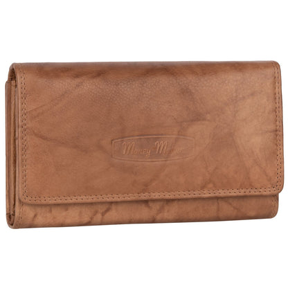 Damen Geldbörse Portemonnaie RFID Damenbörse Langformat Echtleder Geldbeutel 14 Kartenfächer Tan Maße : ca. 17 cm x 9,5 cm x 4 cm (B x H x T)