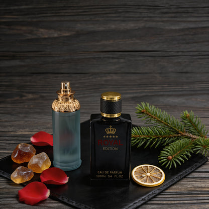3 Duftstile, 2-Flaschen-Kombination, leichtes luxuriöses Herrenduft-Set | Geschnitzte blaue Flasche Ozean-Zeder-Parfüm + Schwarze Flasche Krone Oriental Rose Parfüm + Klare Flasche Fougère Sandelholz-Parfüm | Langanhaltender Duft | Große Kapazität | S