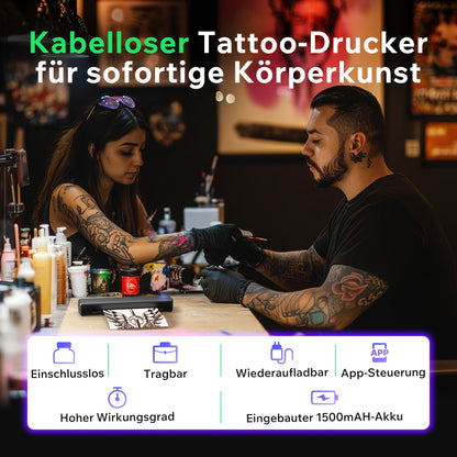 D810 Tragbarer Tattoo-Thermodrucker, Mehrzweck, geeignet für Tattoo-Transfer  Fotodruck, kompaktes Design, unterstützt drahtlose APP-Steuerung, eingebauter Akku, inklusive 10 Blatt Transferpapier