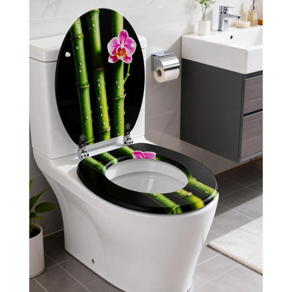 WC-Sitz mit Absenkautomatik, Toilettendeckel O-Form in Viele Motiven Klodeckel Einfache Montage, Leicht zu Reinigen, ca. 46 x 37cm