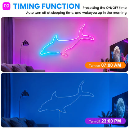 RGB Neonlichter mit drei Leitungen, mit APP- & Fernbedienung, IP67, einstellbare Farbe, kann Musikrhythmus über APP verfolgen, flexible Neonstreifenlichter RGB-Seillichter, für Schlafzimmer-Raumdekor