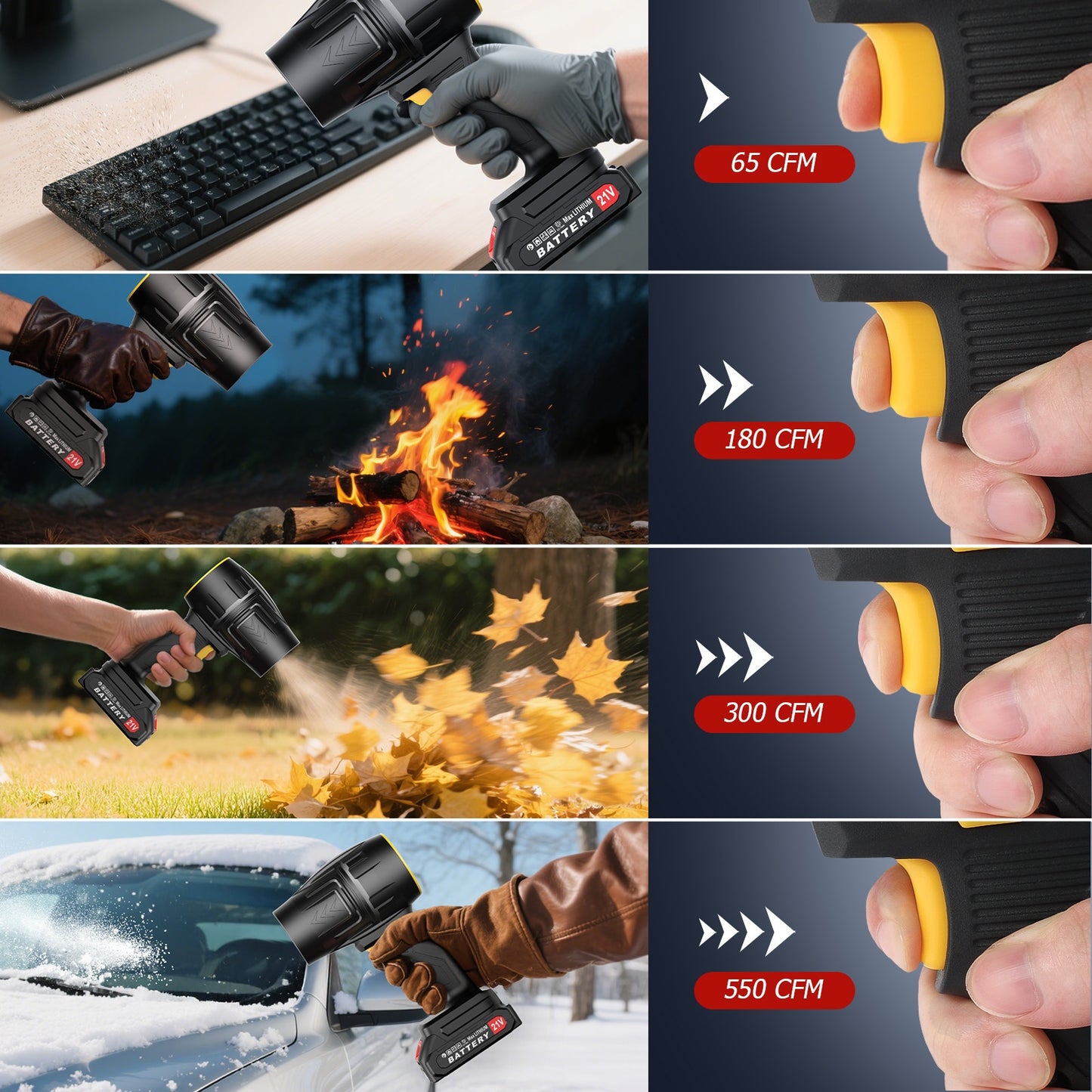 Leistungsstarker 40.000 U/min Akku-Laubbläser mit 2 Akkus, Leichter Handbläser für Rasenpflege, Laubbeseitigung, Terrasse, Einfahrt, Staub-  Schmutzentfernung