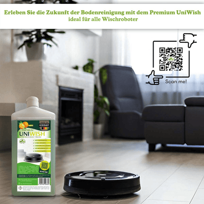 Wischroboter und Saugroboter Bodenreiniger UniWisch Orange 0,75L, schaumarm & streifenfrei für alle Böden