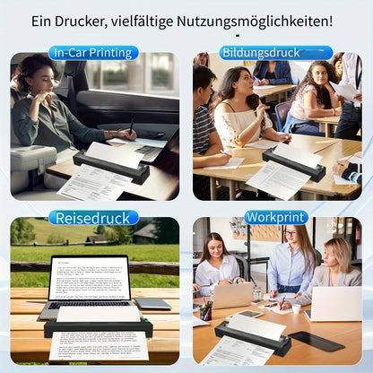 Tragbarer Drucker kabellos für Reisen, 2026 neu verbesserte tragbare thermische Tintenloser Drucker unterstützt 21,59 cm x 27,94 cm US Letter und Legal, A4 und A5 mit 10 Stück gefaltetem Thermopapier, kompatibel mit Android IOS Telefon und Laptop