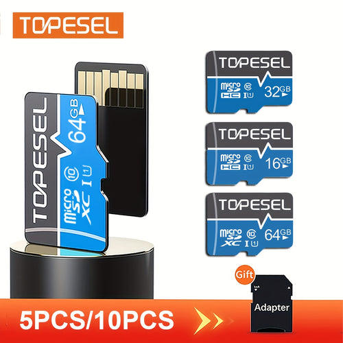 TOPESEL 5er-Pack/10er-Pack 64GB/32GB/16GB Micro SD-Karten mit Adapter Klasse 10 U1 SDHC Speicherkarten für Smartphones, Tablets, Kameras, Dash Cams, Überwachungskameras, Fire Tablets