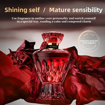 Rotes Kristall Damenparfüm | Schmuck inspirierte rote Glasflasche, verströmt einen mysteriösen Duft | Weihnachts-/Black Friday-Geschenke und besondere Anlässe mit langanhaltendem Saphir-Duft | (80% Liter) Formaldehydfreies Alkoholparfüm