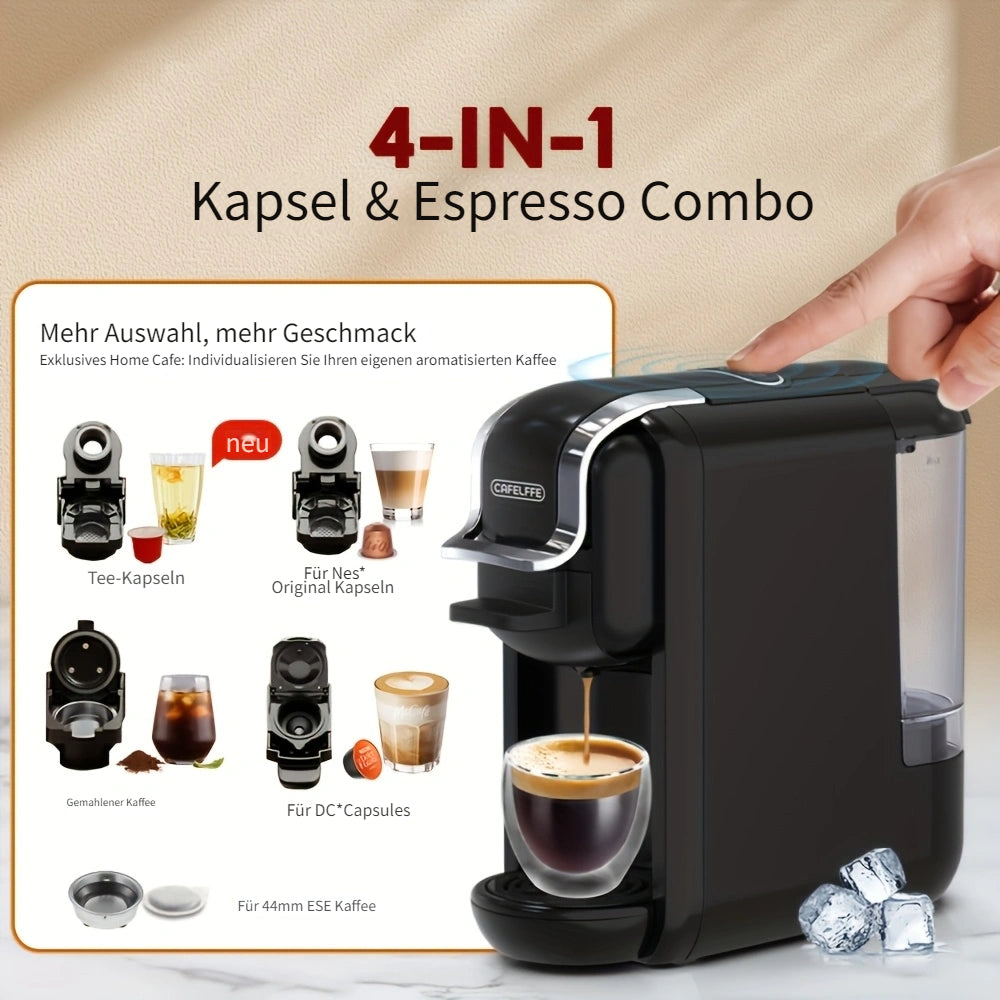 Vatertagsgeschenk, CAFELFFE MK-603 Kapsel Kaffeemaschine, 20 Bar Espressomaschine, Heiß- und Kaltkaffee, Kompatibel mit NS/DG/ESE Kapseln und gemahlenem Kaffee, 0.6L Abnehmbarer Wassertank, Automatische Abschaltung, Ideal für die Küche zu Hause und als Ge