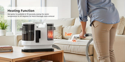 Lubluelu Mehrzweck-Tragbare Teppich-  Polster-Fleckenentfernungs-Reinigungsmaschine, 25KPa starke Saugkraft, Heißwasser-Upgrade (V8), Heizfunktion bis 60 Grad, 600W, überragende Reinigungskraft, 1,75L Doppel-Wassertank, für Zuhause, Teppiche, Haustiere, A