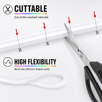 5M/10M/20M RGB Neon Lichtleiste mit Farbeinstellung über App, Fernbedienung, Timer-Einstellung, flexibel und zuschneidbar, und Musik-Rhythmus-Modus, perfekt für Bühnenbeleuchtung, Dekoration, Geschenk