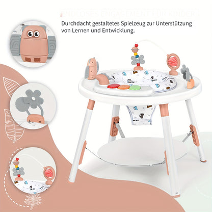 Multifunktionales Aktivitätszentrum, 3-in-1 Spielstation mit abnehmbaren Spielzeugen, höhenverstellbar mit 360° drehbarem Sitz. Unterstützt Sitzen, Liegen, Drehen, Hüpfen  Spielen zur Förderung der Entwicklung  Unterhaltung von Säuglingen