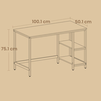 Tisch, Computertisch, Bürotisch, 100 x 50 x 76 cm, moderner Stil, für Arbeitszimmer, Schlafzimmer, Wohnzimmer，Ahornweiß，Ebenholzschwarz