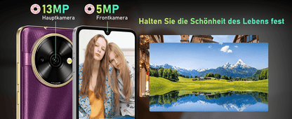 OUKITEL C59 Android Handy, 10000mAh Akku-Smartphone, 6.88" HD+ Entsperrter Mobiltelefon mit 120LM, 16GB(4+12)+128GB/TF 1TB Entsperrter Mobiltelefon, 13MP Kamera, 4G Dual-SIM/Face ID/Fingerabdruck/GPS/Naht
