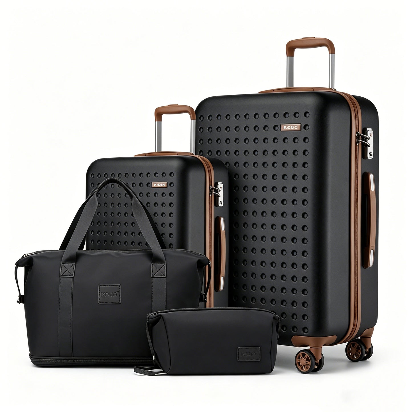 2/4-teiliges 24-Zoll 28-Zoll Gepäckset, blauer Polka Dot ABS+PC Hartschalen-Koffer mit TSA-Schloss, Reise Camping Schulanfang Geschenk