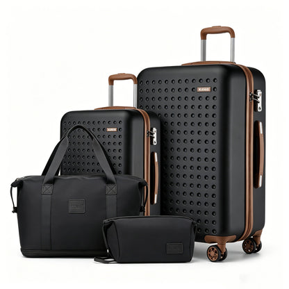 2/4-teiliges 24-Zoll 28-Zoll Gepäckset, blauer Polka Dot ABS+PC Hartschalen-Koffer mit TSA-Schloss, Reise Camping Schulanfang Geschenk