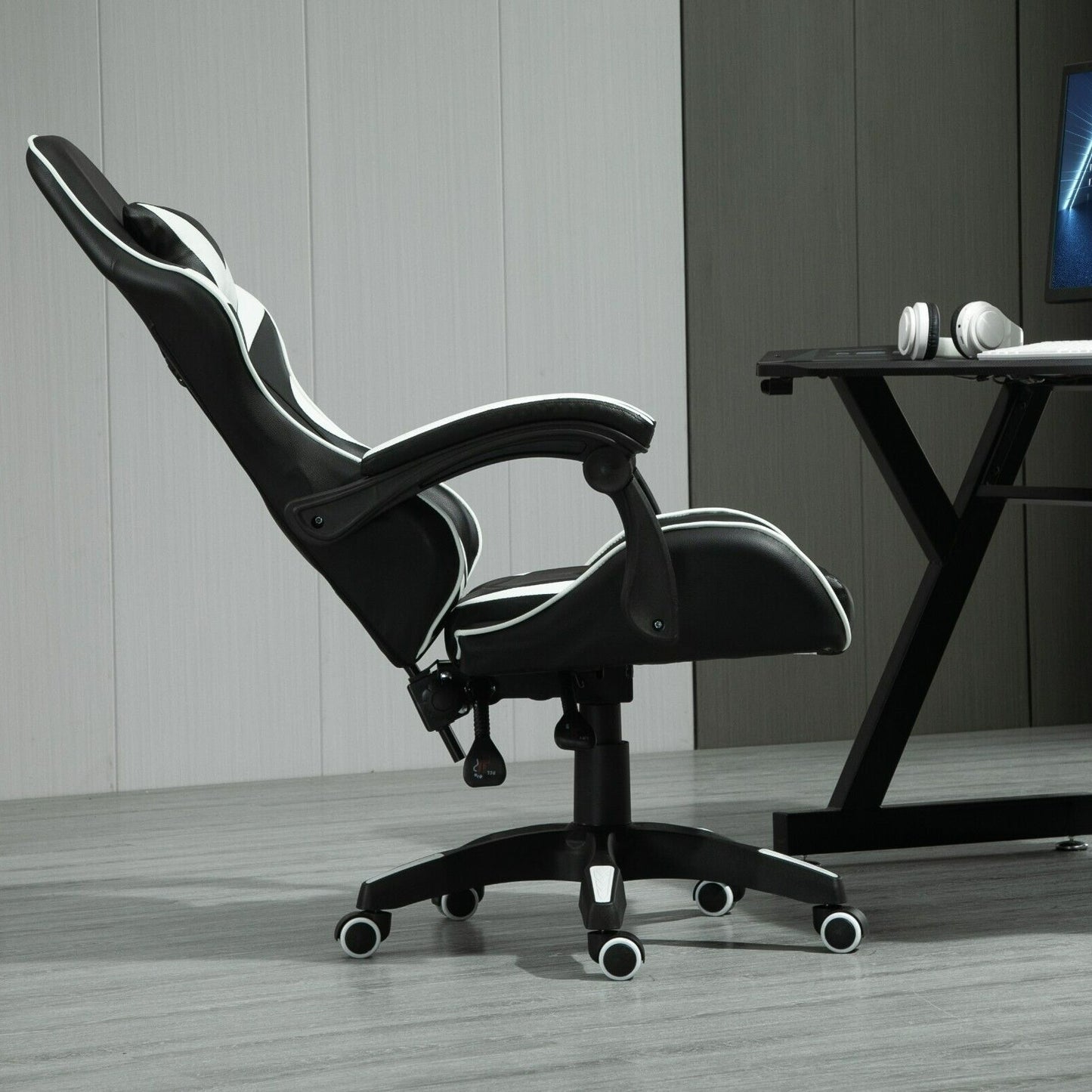 MCC Drehbarer Gaming-Stuhl, Kunstleder, Heimbürostuhl, Schreibtischstuhl, mit Kippfunktion, Modell A