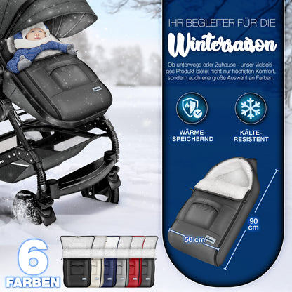KIDUKU® Winterfußsack für Kinderwagen Buggy Jogger - Babyfußsack waschbar | Fußsack Babyschale Winterfußwärmer mit Reißverschluss & Tasche