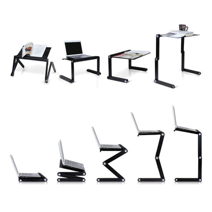 Klappbarer Aluminium-Ständer mit verstellbarer Höhe für tragbare Wärmeableitung, Laptop-  Desktop-Ständer, Laptoptisch, Bett, Sofa, Schwarz