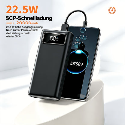 Powerbank mit 20000mAh großer Kapazität  22,5W Schnellladung, 5 Ausgänge (USB/Micro/Typ-C), kompatibel mit Mobiltelefonen, Tablets  anderen elektronischen Geräten, eingebauter sicherer  stabiler Li-Polymer-Akku, leichtes & tragbares Design mit LED-Lichter