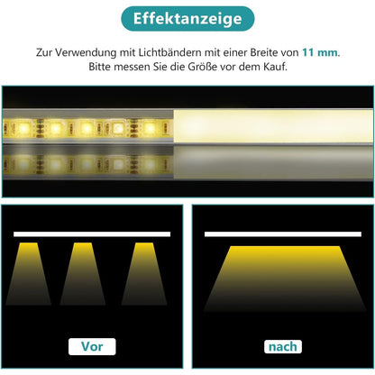 10er 20er Pack 1 m V/ U/YW -förmiges LED Alu Profil LED-Kanalsystem, rechteckiger dreieckiger Lichtschlitz, Aluminiumprofil für Barriereleuchten mit opaler Linsenabdeckung, stranggepresstes Aluminiumprofil-Gehäuserahmen, geeignet für Lichtleisten
