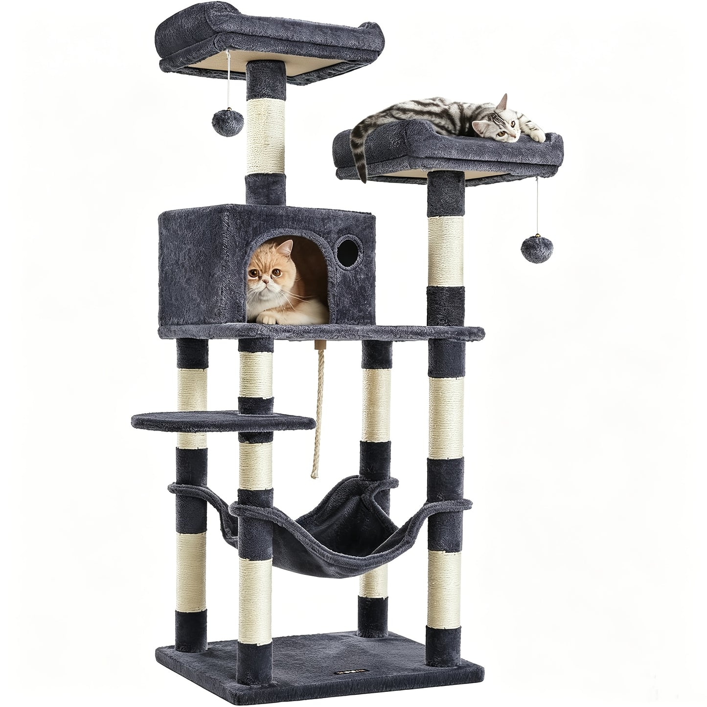 143 cm Katzenbaum mit 2 kuscheligen Aussichtsplattformen