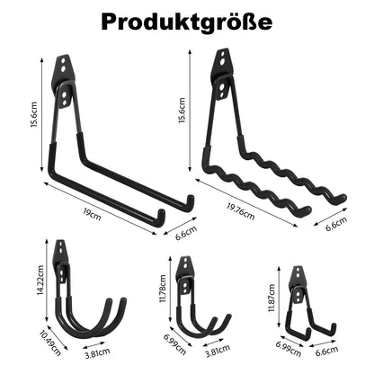 12er-Set robuste Wandhaken für Garage, Werkstatt & Garten – Stabile Werkzeughalterung für Fahrräder, Leitern, Werkzeuge und Gartengeräte