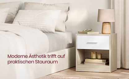 Nachttisch, Beistelltisch, mit Schublade, 28x 39x 41cm, offenes Fach, Couchtisch, Schlafzimmer, Wohnzimmer, Erhältlich in fünf Farben