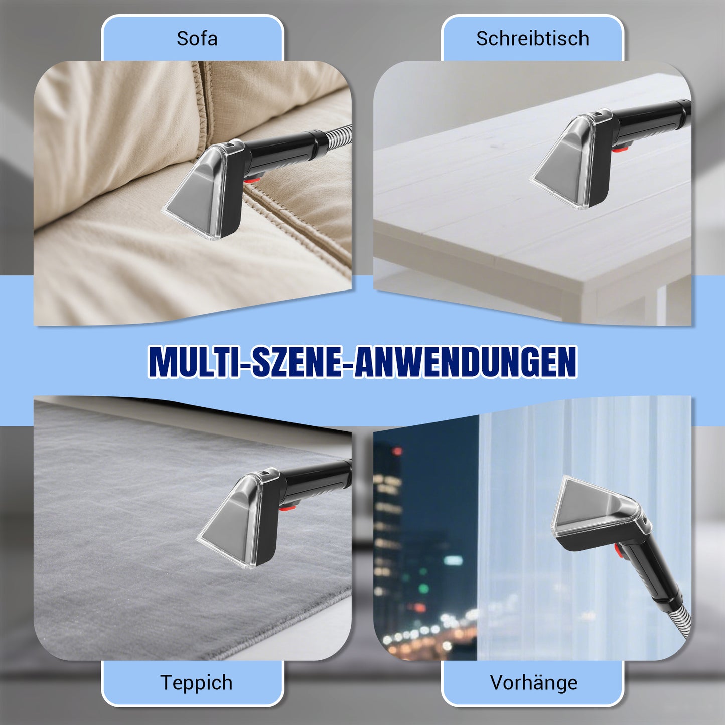 Trocken- und Nassfleckenreiniger, Tragbarer Teppich- & Polsterreiniger Sofa- und Teppichreinigungsgerät Waschstaubsauger, leichter handgehaltener Bodenfleckenentferner mit doppeltem Wassertank für Teppich- und Sofareiniger & Auto