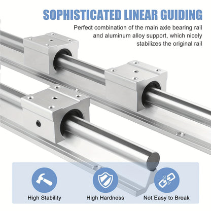 Linearschiene SBR16 300-1500mm 2 Stk. voll unterstützte Linearschienen-Wellenstange mit 4 Stk. SBR16UU Block-Wälzlager für automatisierte Maschinen, DIY-CNC-Fräser, Drehmaschinen, Fräsmaschinen