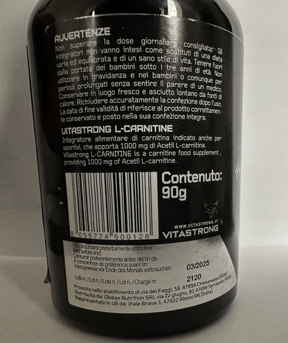 Vitastrong L-Carnitin 60 Tabletten | Nahrungsergänzungsmittel mit Acetyl-L-Carnitin 1000 mg pro Tablette, vegane Formel, glutenfrei