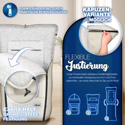 KIDUKU® Winterfußsack für Kinderwagen Buggy Jogger - Babyfußsack waschbar | Fußsack Babyschale Winterfußwärmer mit Reißverschluss & Tasche