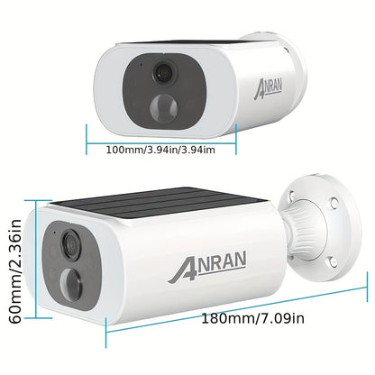 ANRAN 3MP Solar Überwachungskameras Kabellos Außenbereich, Farb-Nachtsicht, 2.4Ghz WiFi Überwachungskamera für den Außenbereich für Haussicherheit mit eingebautem Solarpanel, 2-Wege-Audio, Kompatibel mit Alexa